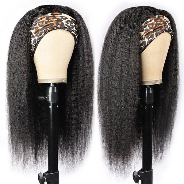 Kinky Straight Headband Wig Human Hair Non Lace Wig 150% Density