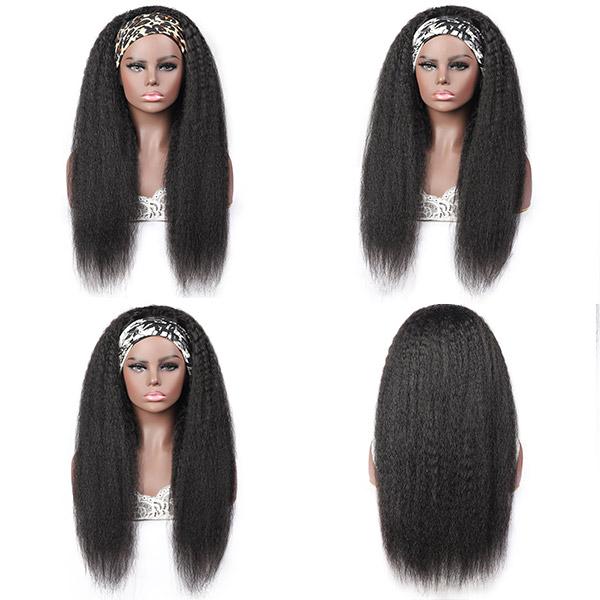 Kinky Straight Headband Wig Human Hair Non Lace Wig 150% Density