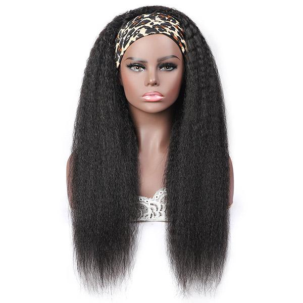 Kinky Straight Headband Wig Human Hair Non Lace Wig 150% Density