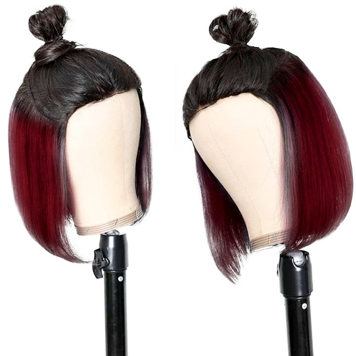 Loki Wig Red Stunning Highlights Bob Wigs Short Straight HairHuman Hair 150% Density