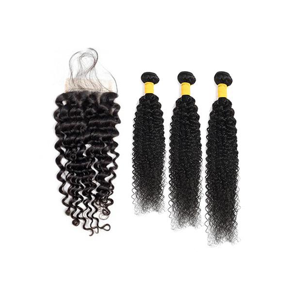 Loki Wig Remy Hair 3 Bundles with 4x4 Closure Water Wave 150%