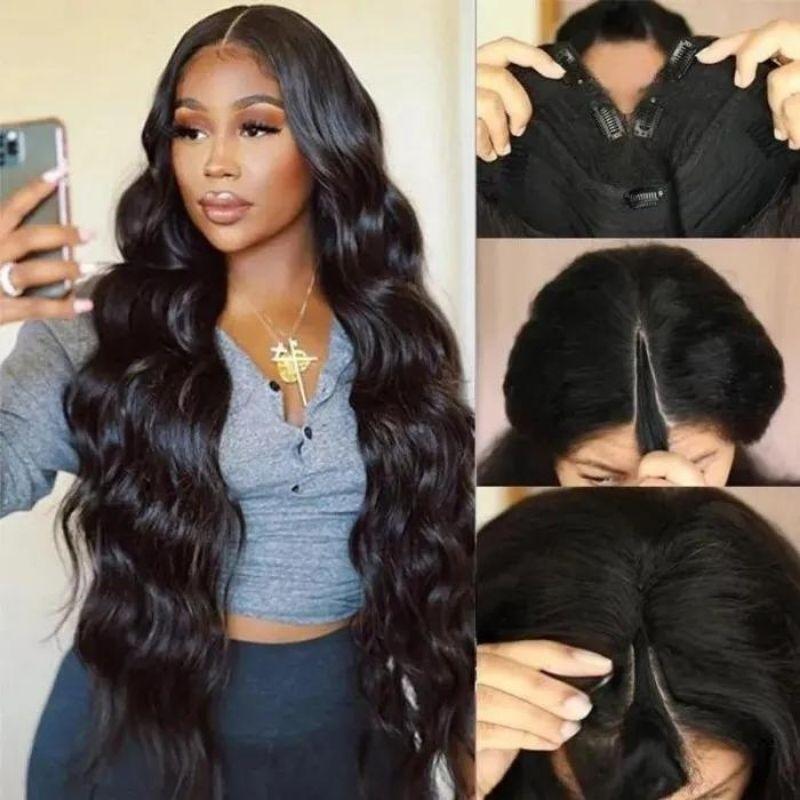 Beginner Friendly V Part Body Wave Wig No Leave Out Thin Part Upgrade U Part Human Hair Wig