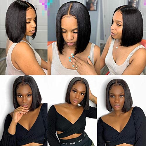 4x4 Lace Closure Wig Natural Black Human Hair Bob Wigs