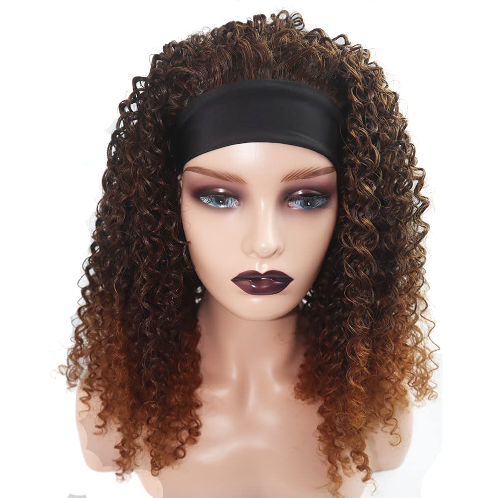 Brown None Lace Front Glueless Wigs for Black Women Kinky Curly Wig