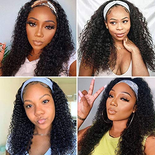 180 Density Brazilian Virgin Deep Wave Headband Wig