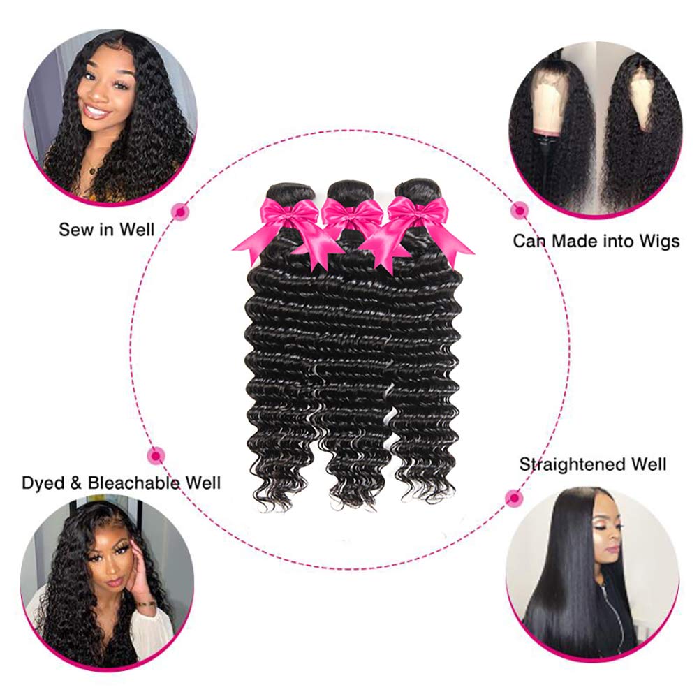 Loki Wig 9A Deep Wave Human Hair Bundle 100% Virgin Brazilian Hair 1 Bundle