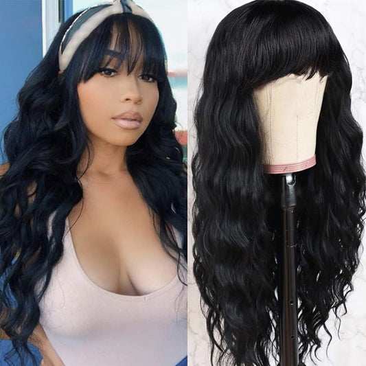 Long Wavy Hair Natural Black Body Wave Wig