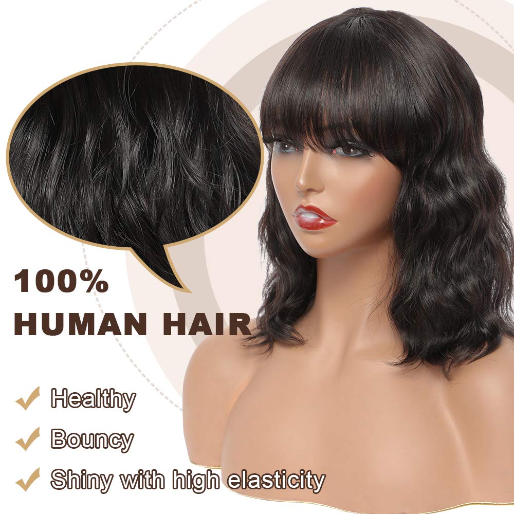 Human Hair 150% Density Wavy Bob Wigs