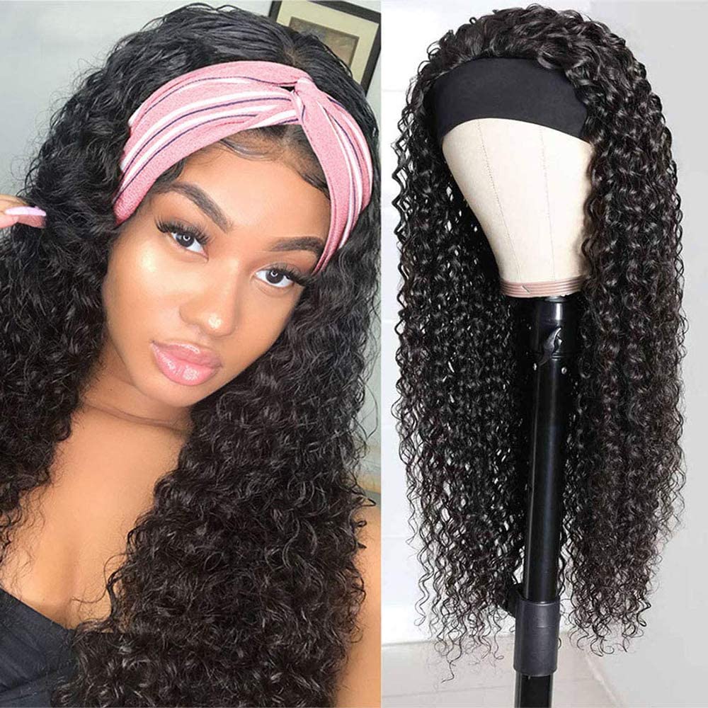 180 Density Brazilian Virgin Deep Wave Headband Wig