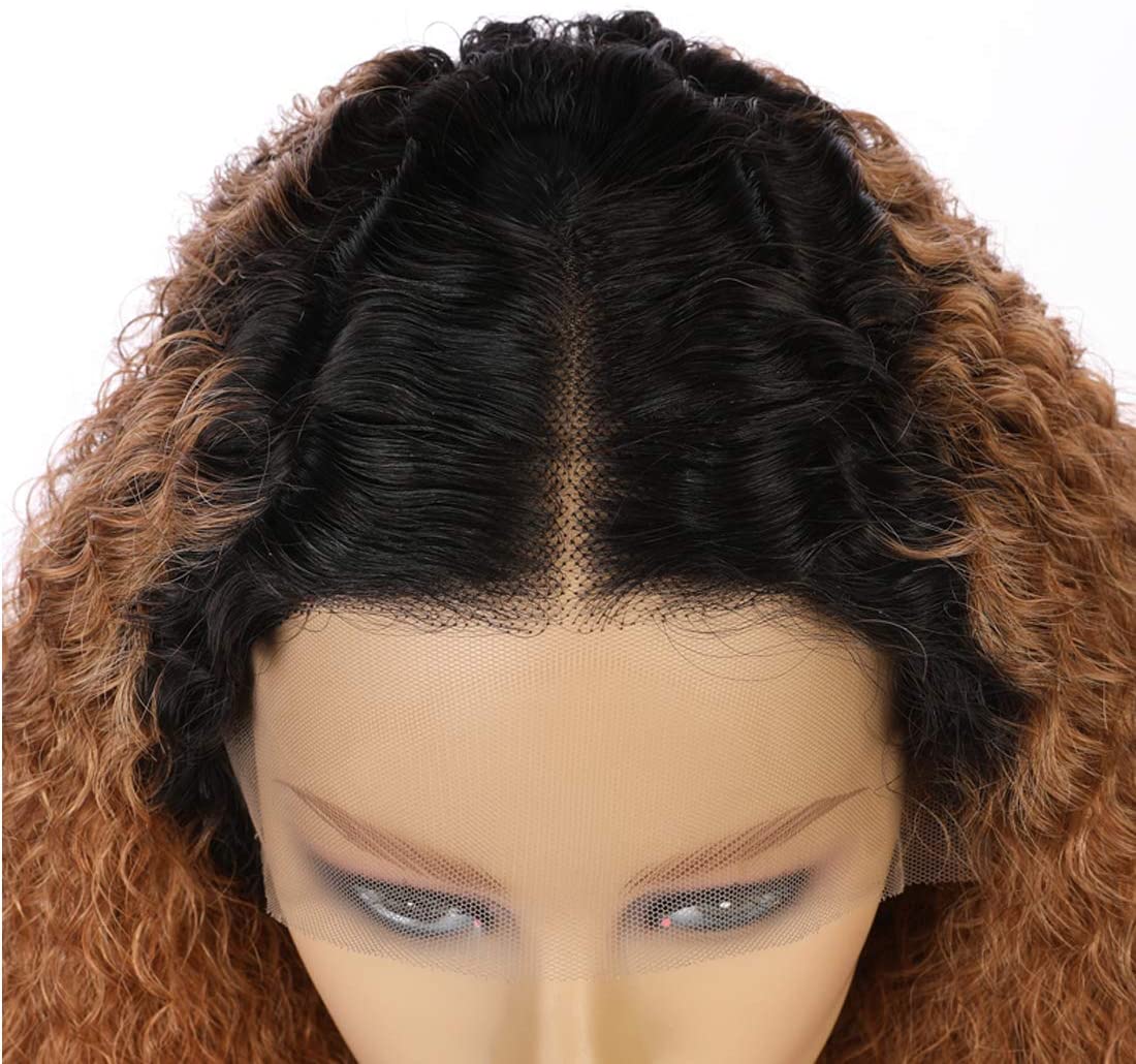 13x6 Deep Curly T Part Lace Front Wigs Ombre Human Hair