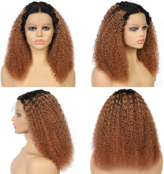 13x6 Deep Curly T Part Lace Front Wigs Ombre Human Hair