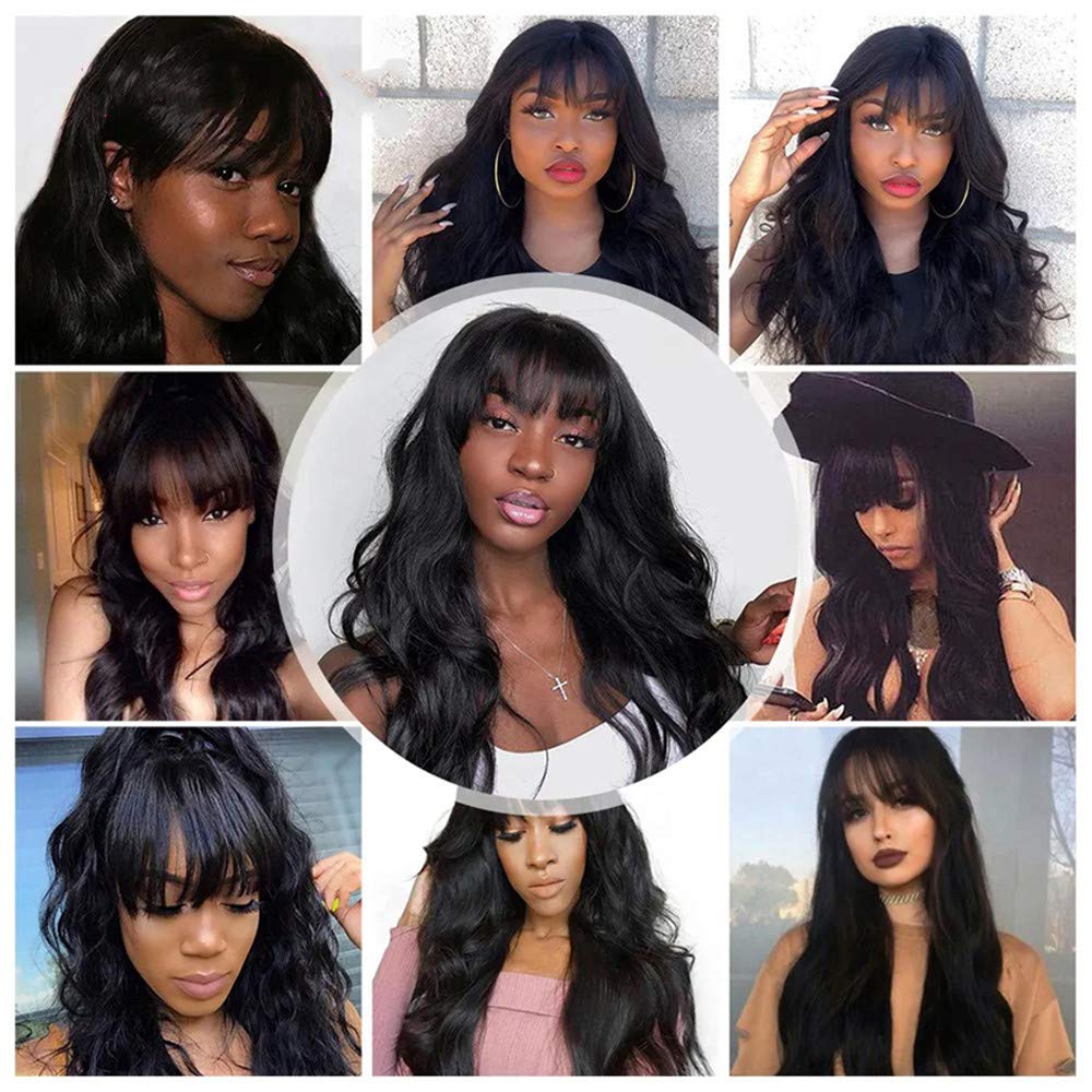 150% Density Body Wave Human Hair Wigs with Bangs