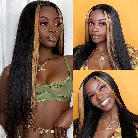 13x4 Highlight Straight Hair Lace Front Human Hair Wig