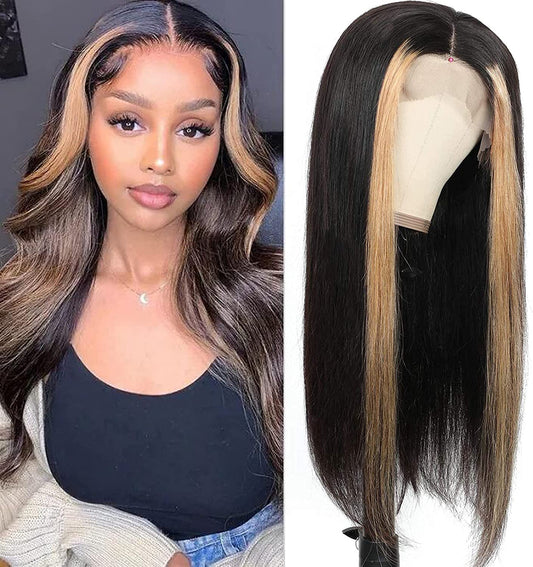 13x4 Highlight Straight Hair Lace Front Human Hair Wig