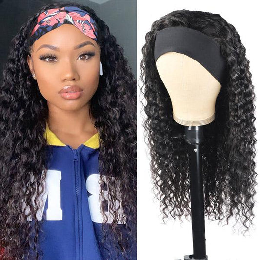 Headband Wig Deep Wave Human Hair