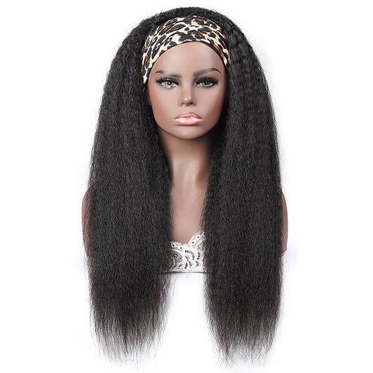 Kinky Straight Headband Wig Human Hair Non Lace Wig 150% Density
