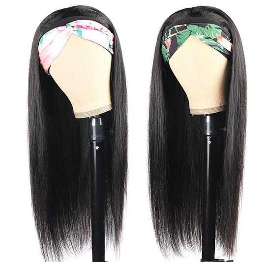 Straight Human Hair Wigs With Headbands Non Lace Front Wigs