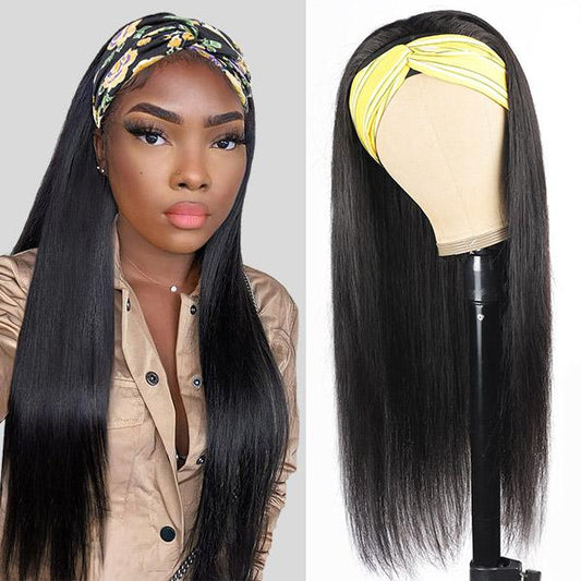 Straight Human Hair Wigs With Headbands Non Lace Front Wigs