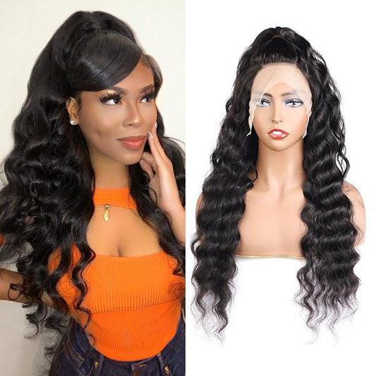 Loose Deep Wave Transparent Lace Part Human Hair Wig