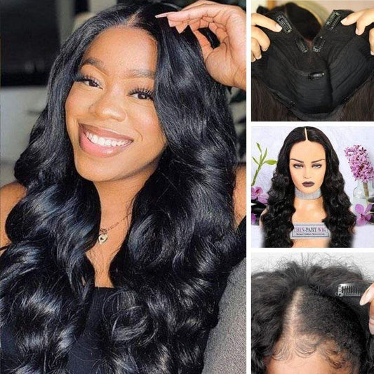 Beginner Friendly V Part Body Wave Wig No Leave Out Thin Part Upgrade U Part Human Hair Wig