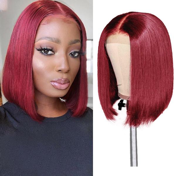 13x4 Lace Front Straight Short Bob Human Hair Wig