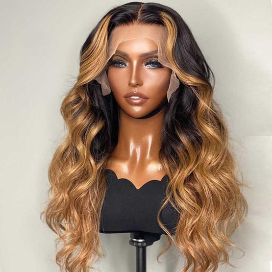 13x4x1 T Part Lace Front Human Hair Highlight Body Wave Human Hair Wigs