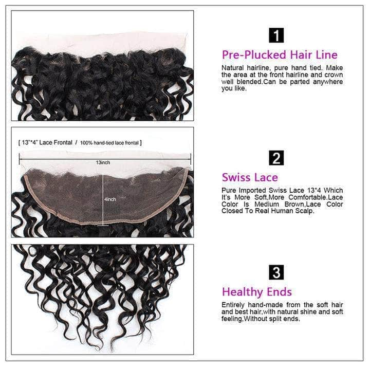 Loki Wig Closure 13x4 Water Wave Lace 150% Density Frontal Closure Human Hair