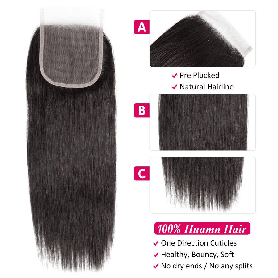 fashionforeverhair Closure Straight 100% Human Grade 9A Remy Hair 5*5 Closure