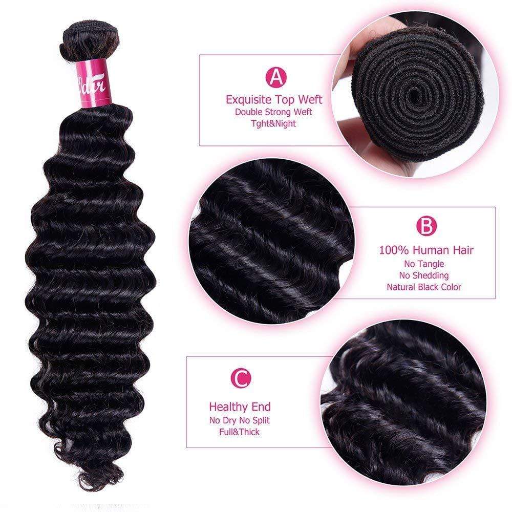 Loki Wig deep wave 9A Remy Hair Bundles Deep Wave