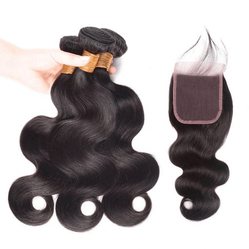 Loki Wig Straight Brazilian Virgin Remy Hair Body Wave 4 bundles with 4*4 lace closure