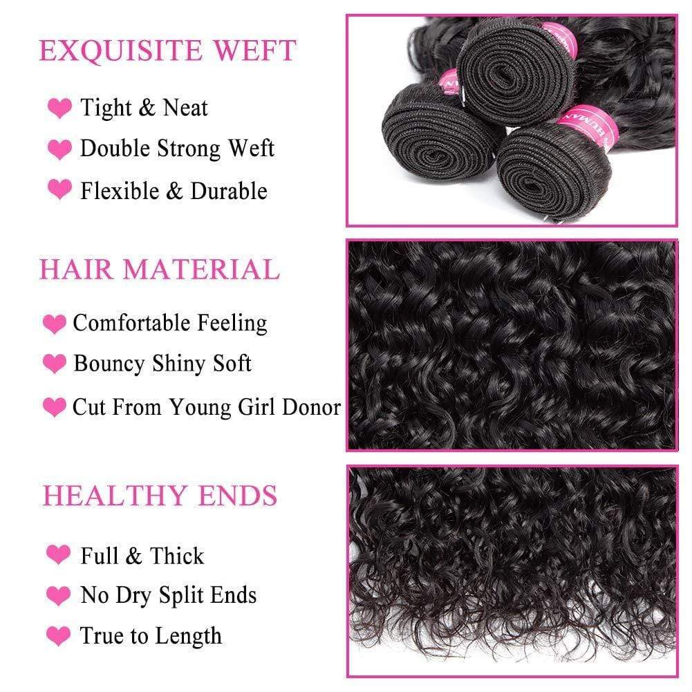 Loki Wig water wave 9A Remy Hair 3 Bundles Water Wave