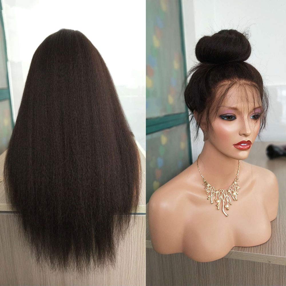 Loki Wig 13X6 Lace Front wig Kinky Straight 180% Density#1B