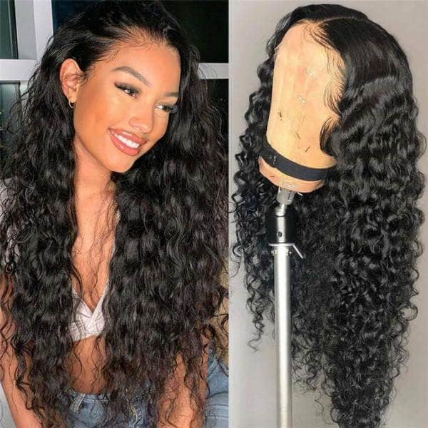 Loki Wig 13X6 Lace Front wig Water Wave 180%#1B