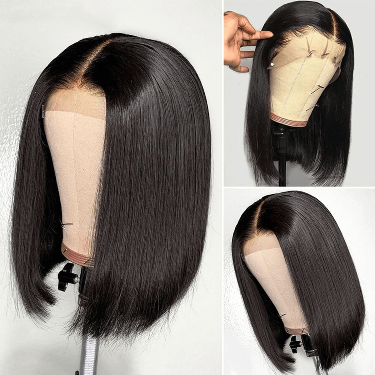 Loki Wig Bob wig Straight 180% Density#1B