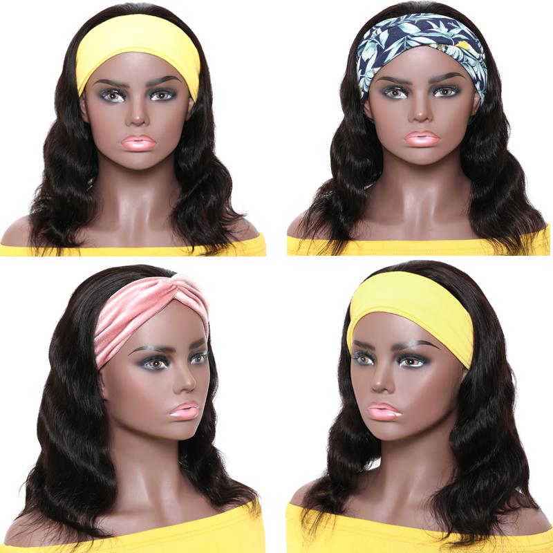 BOB Wig Body Wave Headband Scarf Wig Glueless None Lace Front Wig 150% Density