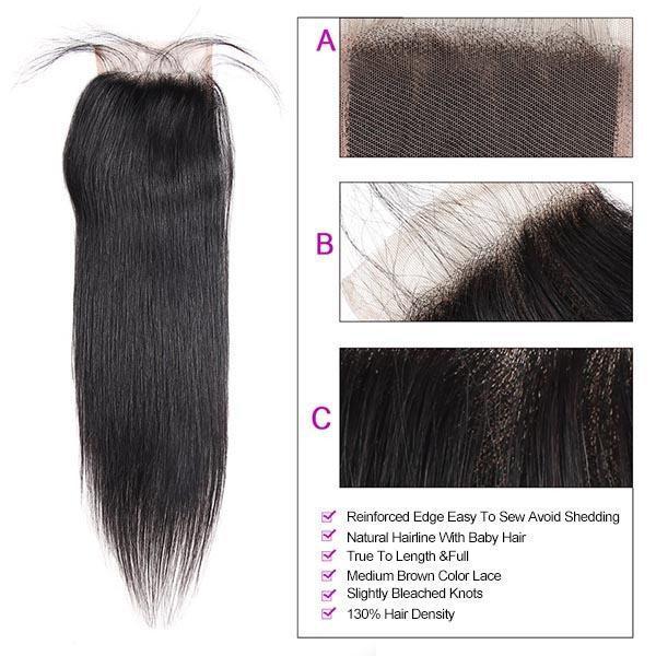 Loki Wig Remy Hair 4 Bundles with 4x4 Closure Straight 150%