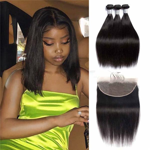 Loki Wig Human Hair 3 Bundles with 13x6 Frontal Straight 150%