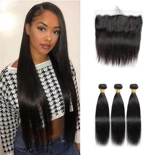 Loki Wig Remy Hair 3 Bundles with 13x4 Frontal Straight 150%-