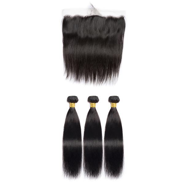 Loki Wig Remy Hair 3 Bundles with 13x4 Frontal Straight 150%-