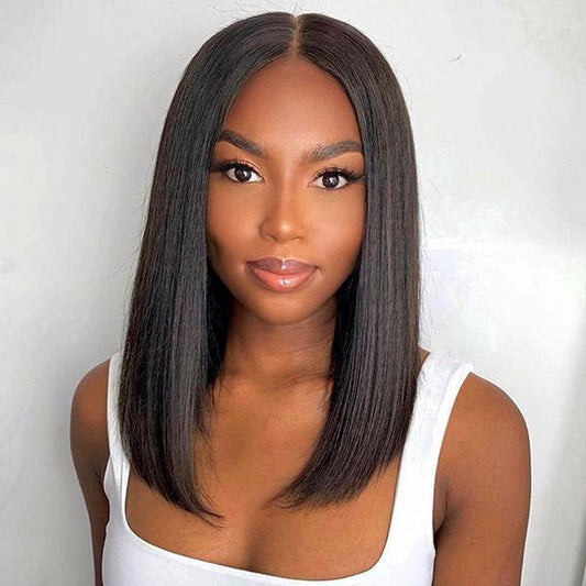 4x4 Lace Closure Wig Natural Black Human Hair Bob Wigs