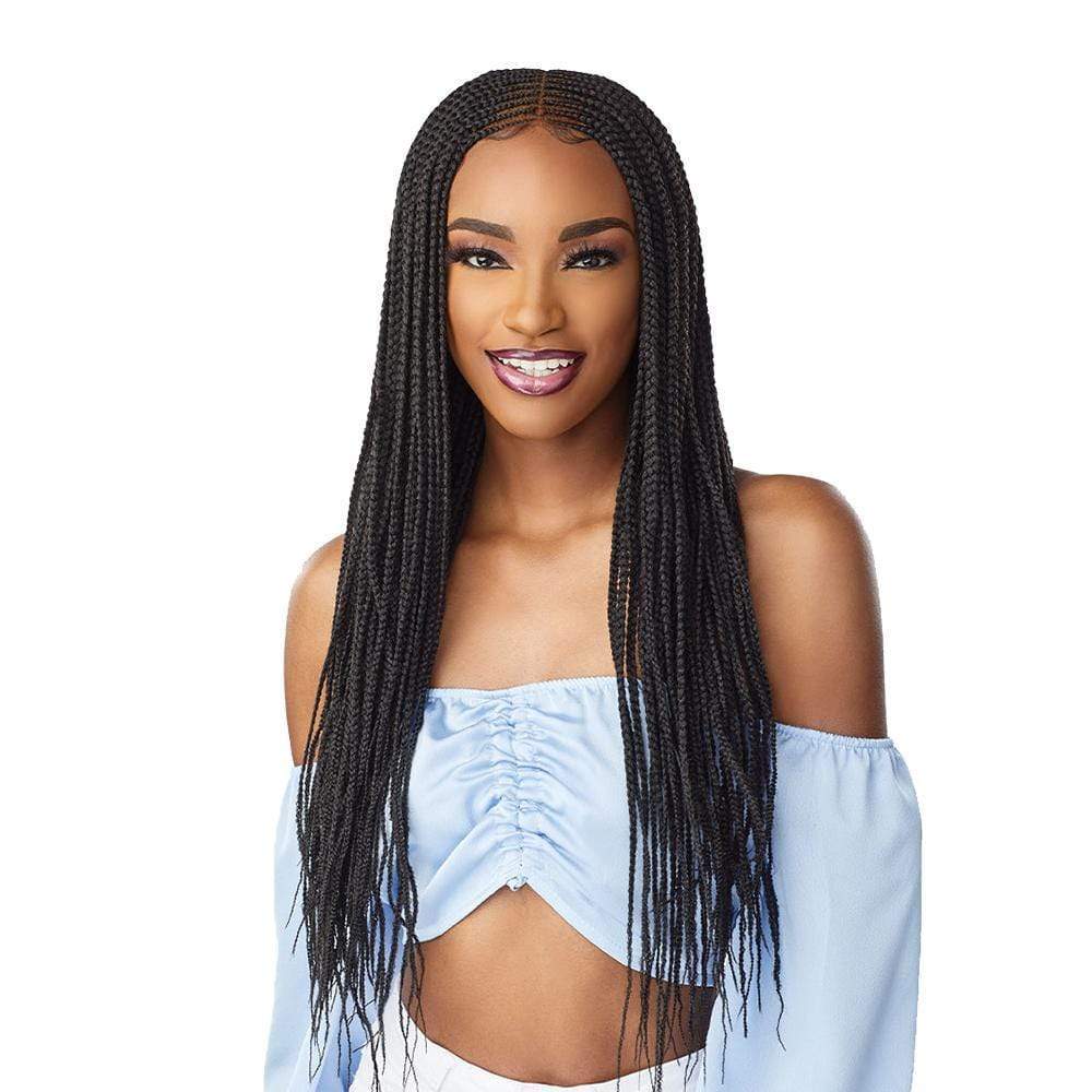 9 Swiss Lace Braided Wig - Center Part Feed In 28"